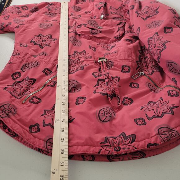 L.L. Bean Vintage Printed Anorak 1/4 Zip Pullover Hoodie Red Women's Size Medium - Picture 10 of 10